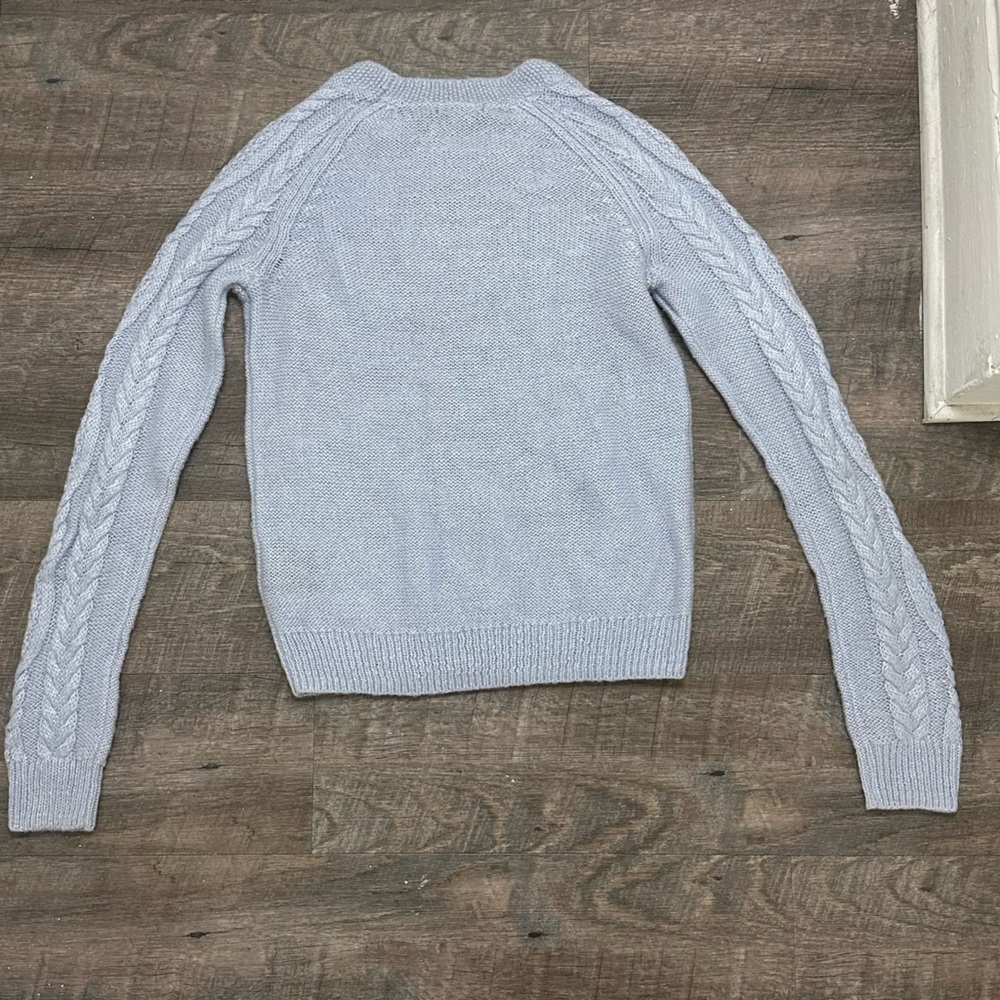 Women’s Long Sleeve Scoop Neck Light Blue Embroidered Sweater Top- Size Small - Picture 2 of 6